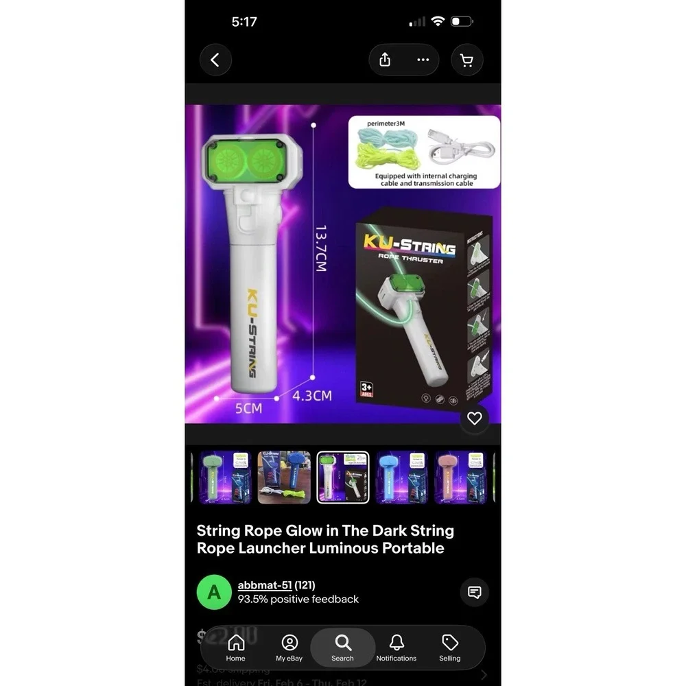 String Rope Glow in The Dark‎ String Rope Launcher Luminous Portable Tik-Tok toy